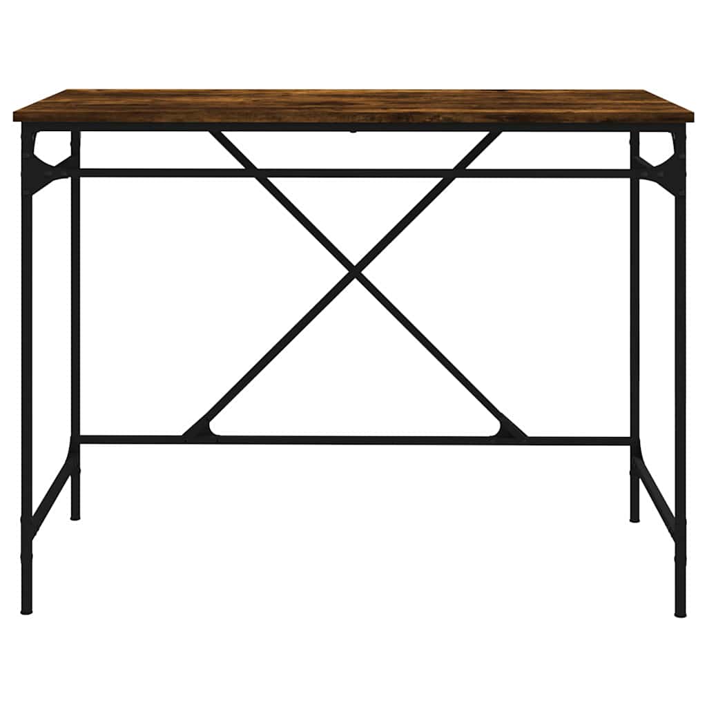 Desk Smoked Oak 100x50x75 cm Engineered Wood and Iron